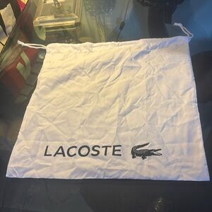 Lacoste Luxury White Cotton Purse Large Maxi Dust Cover NWOT